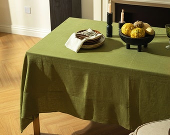 Yellow-green Rectangle Tablecloth Organic Linen Table Cover Round Table Cloth For Wedding Home decor Custom size