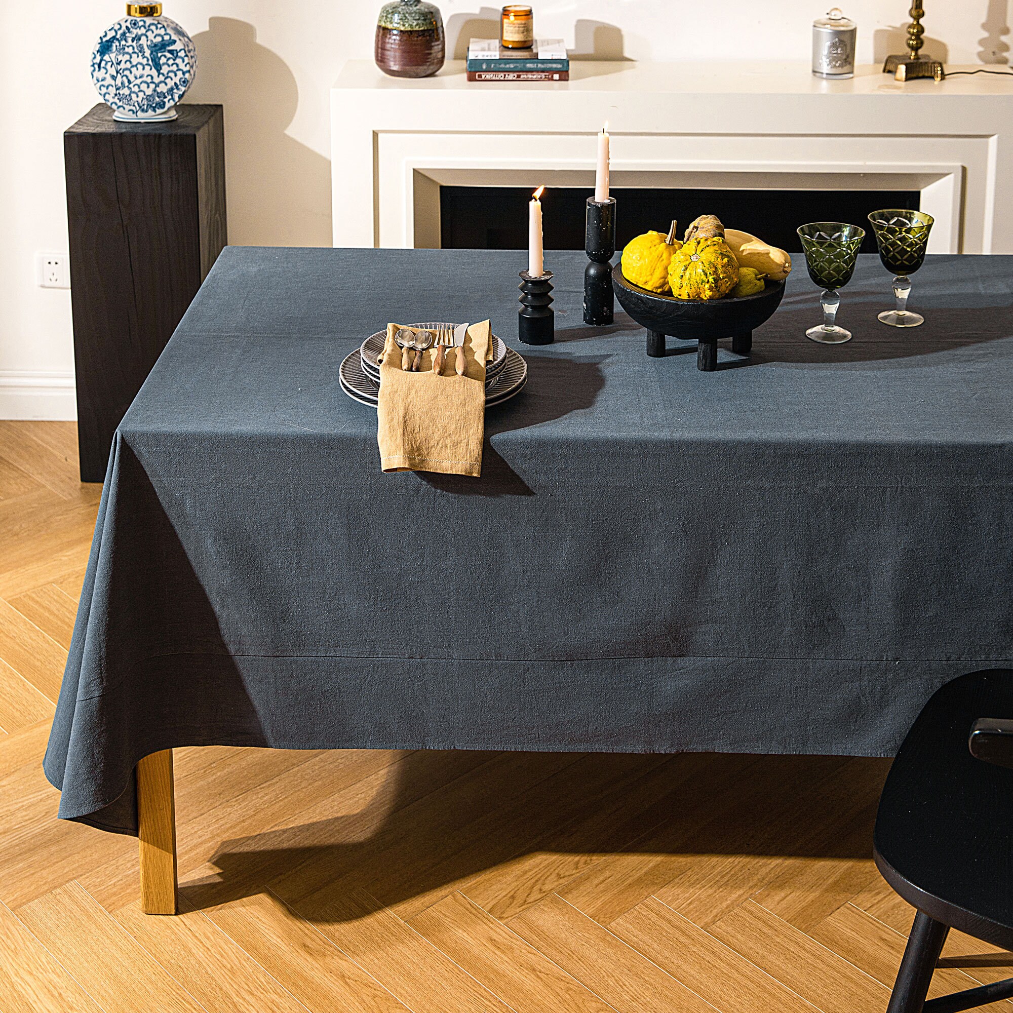 Grey Blue Organic Linen Cotton Tablecloth Custom Table Cover Rectangle Square or Round Available in All Sizes Weddings Dining Decor Etsy UK
