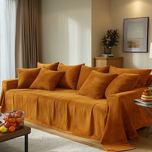 Velvet Sofa Cover Custom Size, Plush Couch or Sofa Slipcover, Minimalist Living Room Decor, Handmade Sofa Protector, Gift for Home