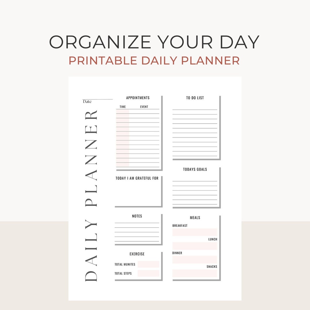 Daily planner printable daily schedule daily planner etsy