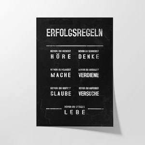 Erfolgsregeln, hochwertiges Poster, Wohnzimmer Deko, Bild für die Wohnung, Erfolg Poster, Motivations Poster, Erfolgsbild, Kunst, Hochformat