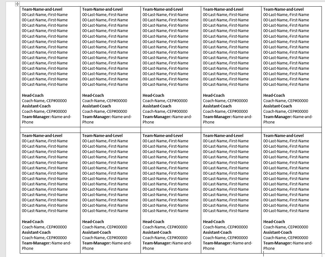 Sports Scoresheet Roster Label Word Template BASIC - Etsy