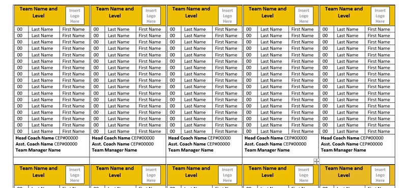 Sports Scoresheet Roster Label Word Template - With Gold Color Banner ...