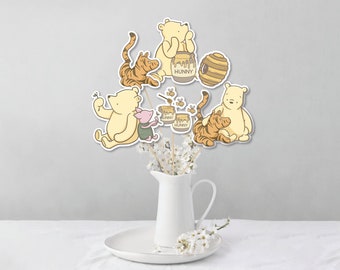 Nalle Puh babyshowerdekorationer Nalle Puh mittpunktsdekoration för bordet Nalle Puh-tema första födelsedagsdekoration för könsavslöjande