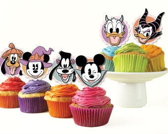 Decoración de fiesta de Halloween de Mickey Adorno para cupcakes de Halloween de Minnie y Mickey Mickey y sus amigos Fiesta temática de Halloween de Mickey Mouse Decoración de Halloween