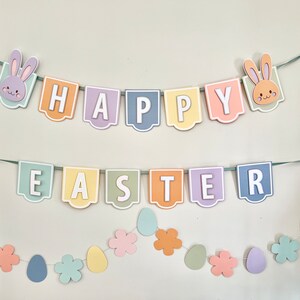 Frohe Ostern Girlande: Hase, Ei & Blumengirlande