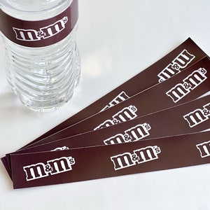 M&Ms-flesetiket voor verjaardagsfeestje Feestdecoratie m en m-thema m en m waterflessticker feestdecor m en ms gunst voor gast