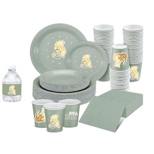 STICKERS PACK for Plates, cups and water bottle| Winnie The Pooh theme | Baby shower decor | Gender Reveal Party | Classic Winnie The Pooh