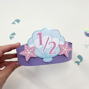 Half Birthday Girl Mermaid Crown for Girl Under the Sea Birthday Girl Mermaid Party Decoration Tiara baby girl birthday Mermaid Theme