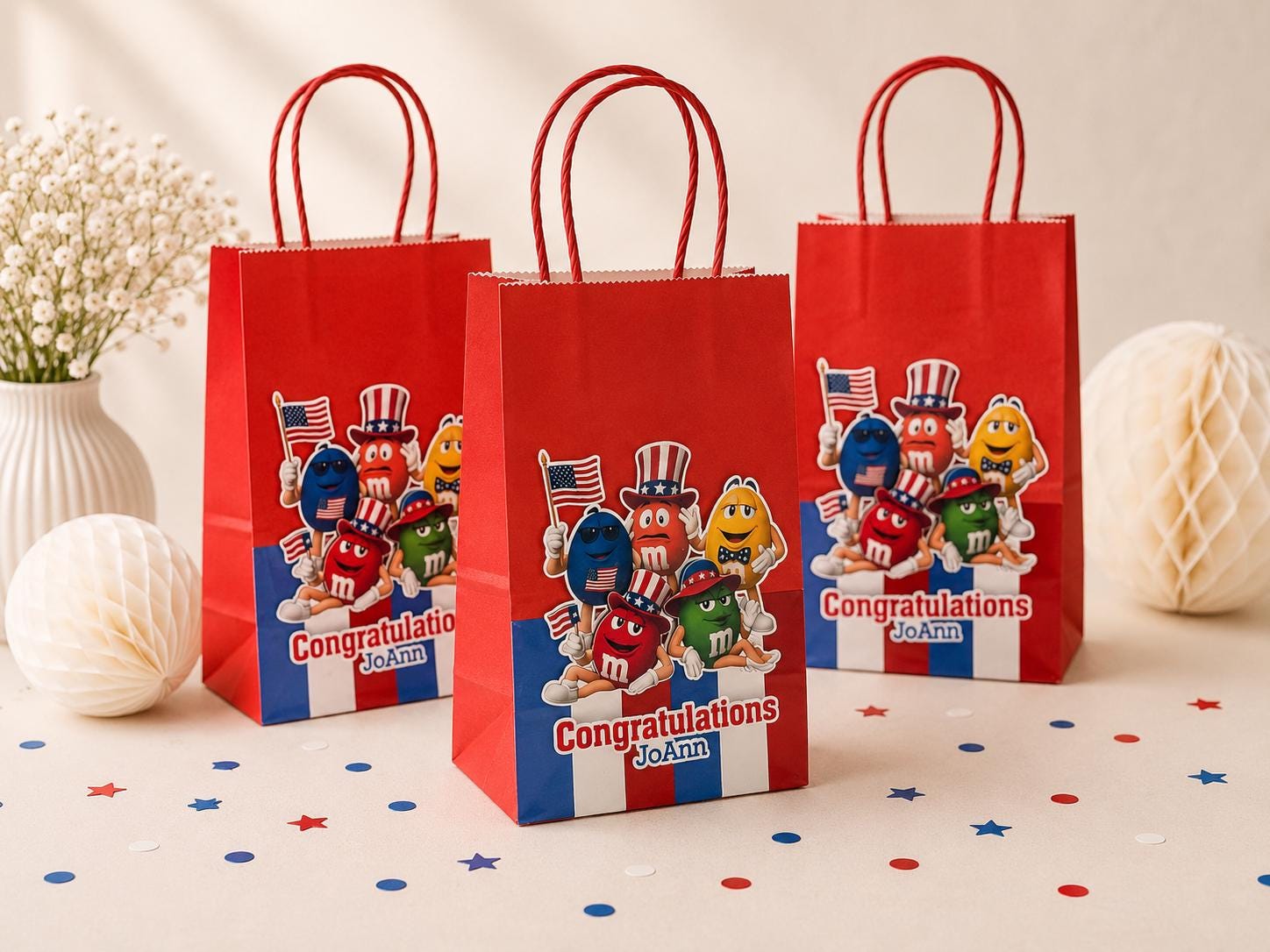 Patriotic M&ms Favor Bags M and M Theme Party Decor Mms Party