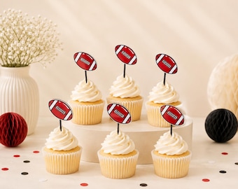 Decorazione per cupcake a tema football americano per feste di compleanno, decorazione per cupcake a tema football.