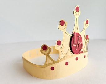 Baby Birthday Crown for baby girl Half birthday hat Beauty and the Beast party Princess Belle Crown for baby firts birthday party decoration