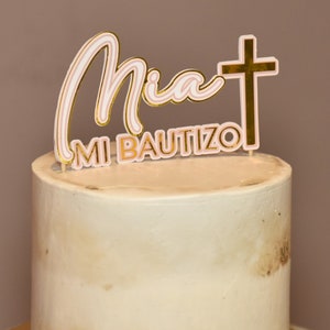 Baptism cake topper Personalized Baptism Cake Decoration Custom Christening Cake Topper God Bless Cake Topper Cross Baptism party decoration