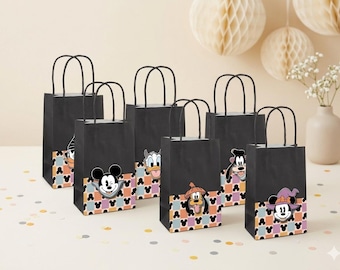 Bolsas de dulces de Halloween de Mickey Mouse y sus amigos. Bolsas de regalo de Halloween de Mickey y Minnie. Fiesta temática de Halloween de Mickey Mouse. Decoración de Halloween.