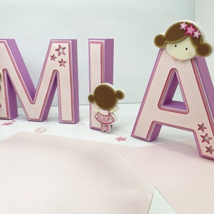 Decoração personalizada com letras 3D para quarto de bebê menina bailarina ou chá de bebê, tema bailarina