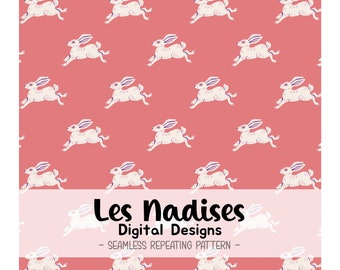 Motif sans couture, motif lapin blanc sur fond rose, haute résolution, 12x12" 300 DPI JPG, pour usage commercial et projets personnels