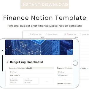 Notion template Personal Finance Dashboard | Budget and finance template