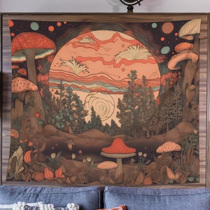 Mushroom Nature Tapestry | Boho Forest Tapestry | Perfect for College Room Decor