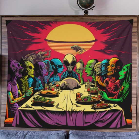 Alien Birthday Dinner Tapestry ET Alien Trippy Bedroom Decor Etsy