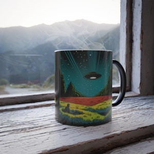 Color Morphing UFO Mug | Trippy Flower Alien Coffee Mug | UFO Gift Idea