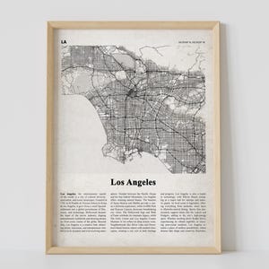 ロサンゼルスの地図プリント - 自宅やオフィス用の都市地図ウォールアート、LA カリフォルニアのポスター、ロサンゼルスの都市地図プリント カリフォルニアの壁装飾