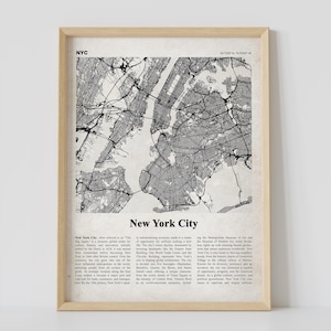 New York City Karte Print - New York Wand Kunst, NYC Karte Poster, New York Büro Wandkunst, Vintage New York City Karte Poster Geschenk für ein neues Zuhause