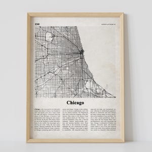 Impression de carte de Chicago - art mural de Chicago, affiche de carte de la ville tendance, art de voyage de Chicago Illinois, affiche de Chicago décoration murale moderne