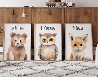 Woodland Nursery Prints Baby Room Decor- Woodland Print Set Boy Nursery Decor, Woodland Girl Nursery Decor, Woodland Animals Playroom Decor
