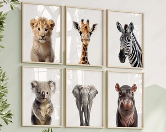 Safari Nursery Decor, Jungle Animal Nursery Prints, Safari Animals Nursery Wall Art Prints, Animal Prints Baby Room Decor, Playroom Decor