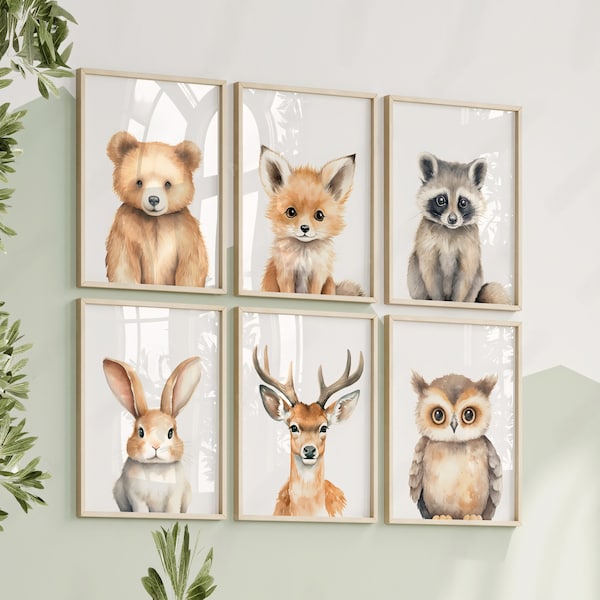 Woodland Nursery Prints Baby Room Decor, Forest Animals Gender Neutral Boho Nursery Decor, Woodland Animals Nursery Wall Art Prints