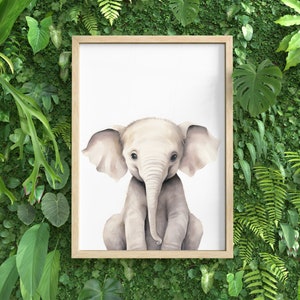 Safari Elephant Animal Print, Baby Animal Prints, Elephant Nursery Print, Safari Nursery Decor, Elephant Watercolor Nursery Print