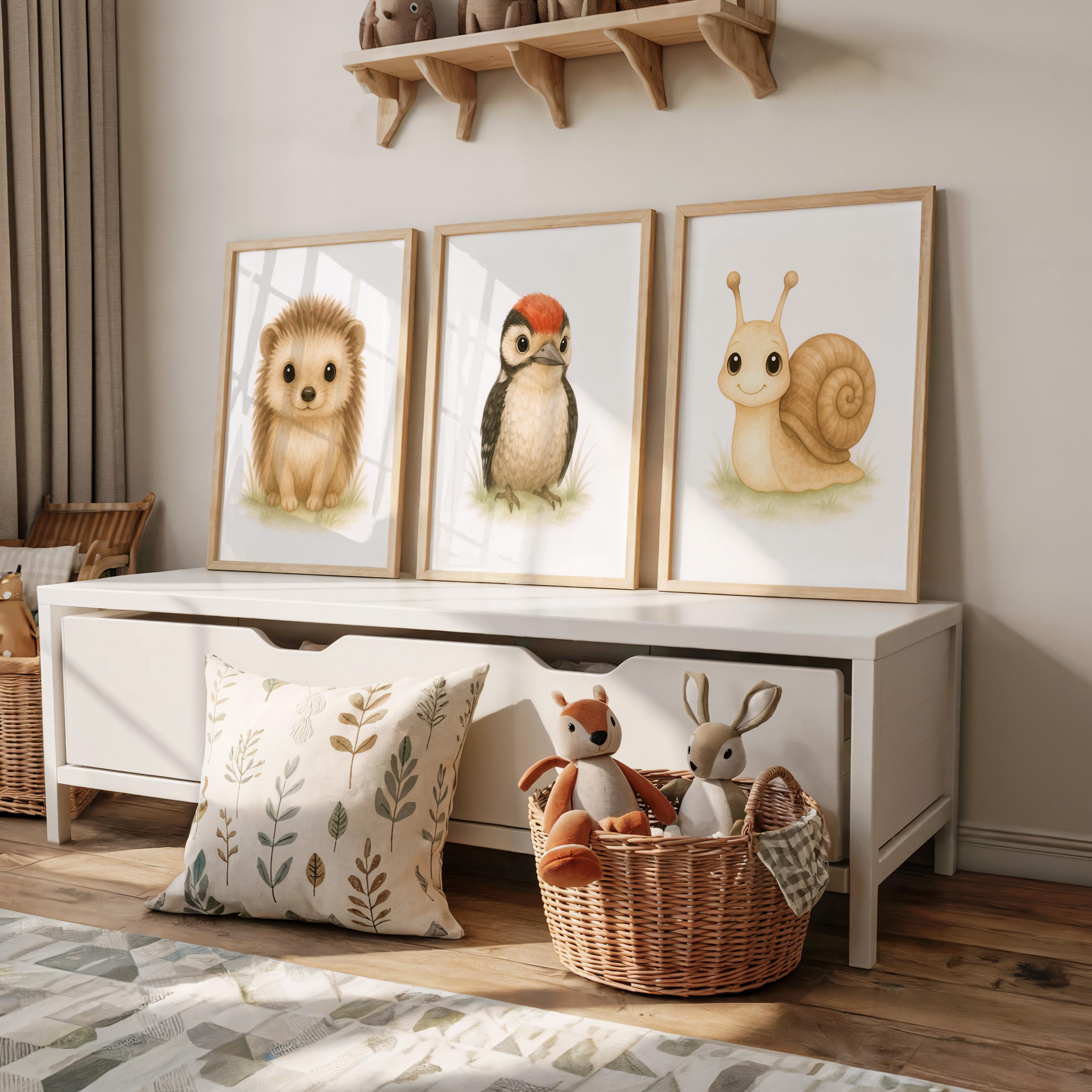 Stampe di animali del bosco: set di decorazioni murali per la cameretta dei bambini della foresta - Italia