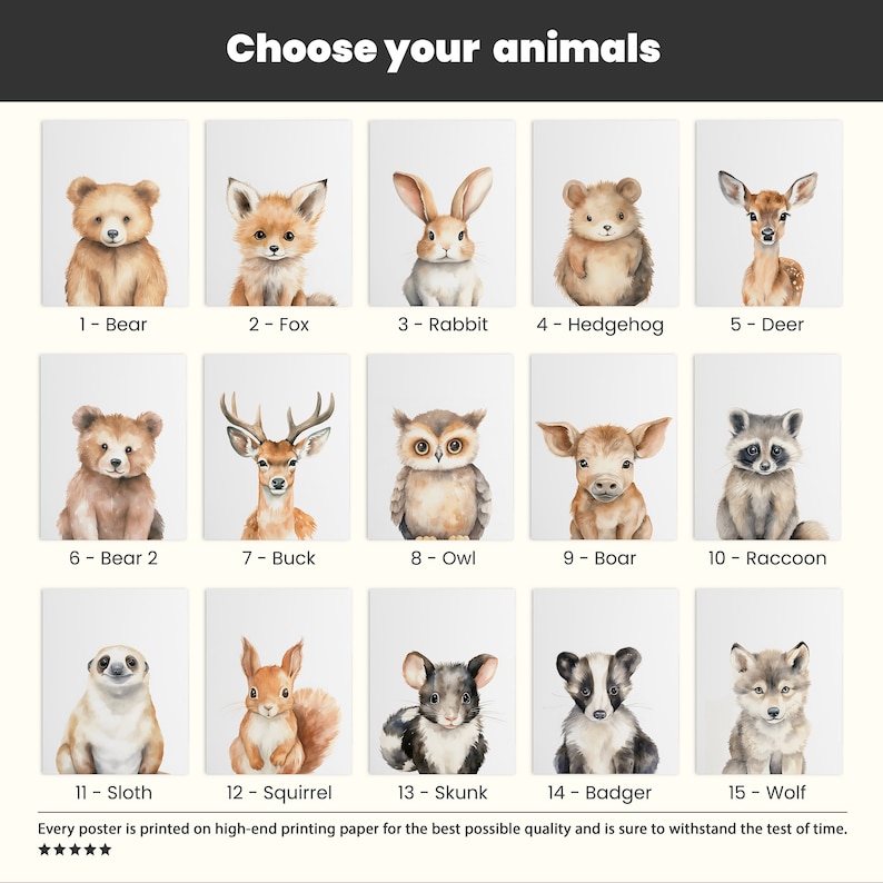 Woodland Nursery Prints - Woodland Nursery Decor, Woodland Animal Prints Baby Nursery Decor, Forest Animal Prints Nursery Wall Art