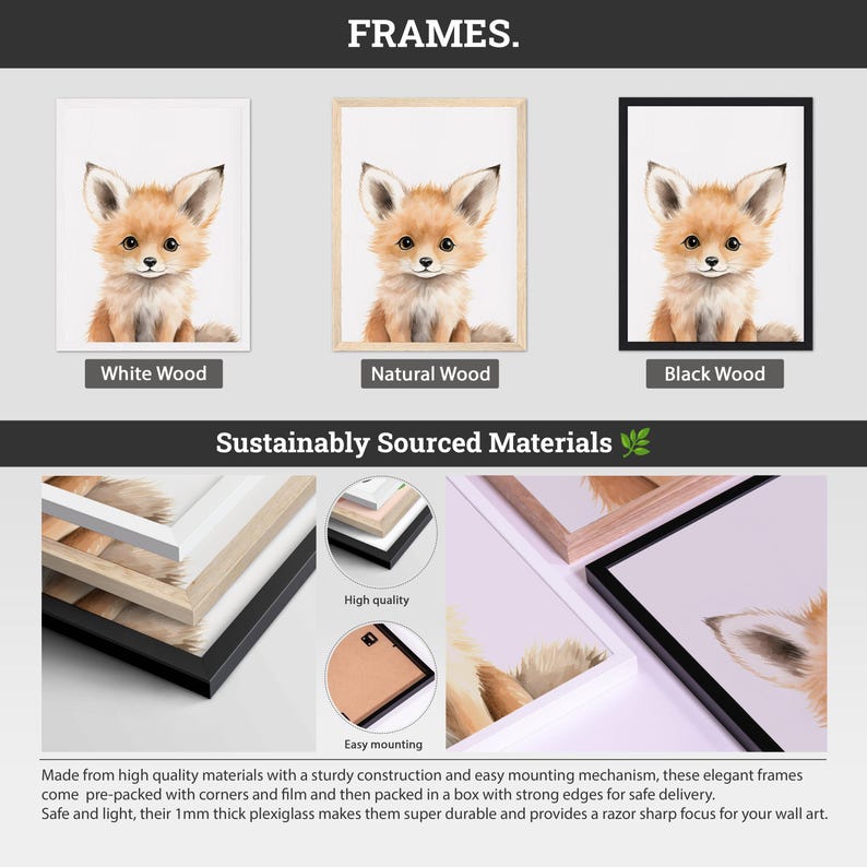 Juego de 3 impresiones de animales del bosque para habitación infantil - Decoración de habitación infantil con temática de bosque - Arte de pared bohemio para habitación de bebé - Regalo de Navidad para habitación infantil imagen 5