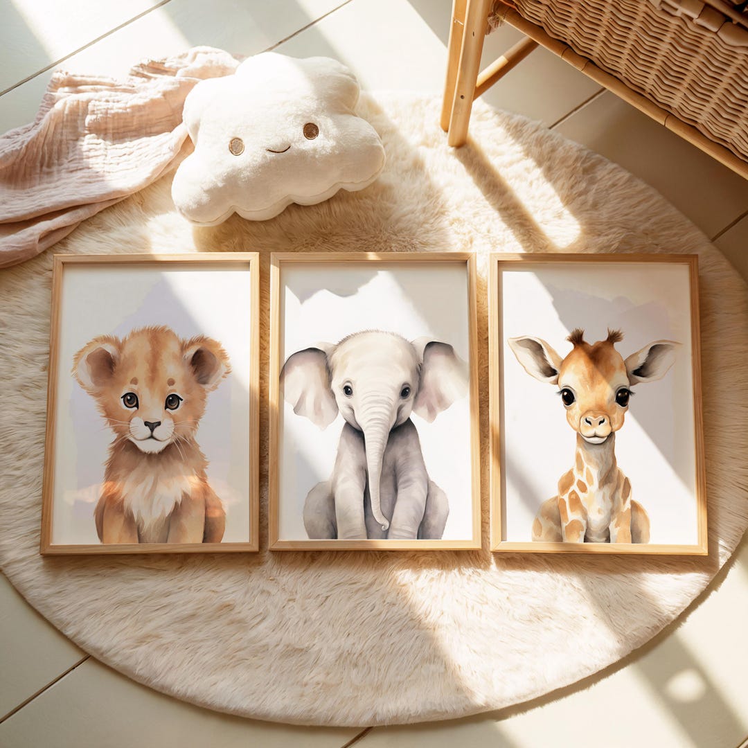 Safari Nursery Wall Art Prints Baby Room Decor - Gender Neutral Nursery ...
