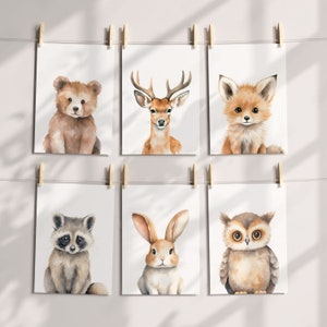Set of 3 Woodland Animal Prints for Nursery - Woodland Nursery decor - Boho Forest Nursery Wall Art Baby Room Decor - Nursery Christmas Gift