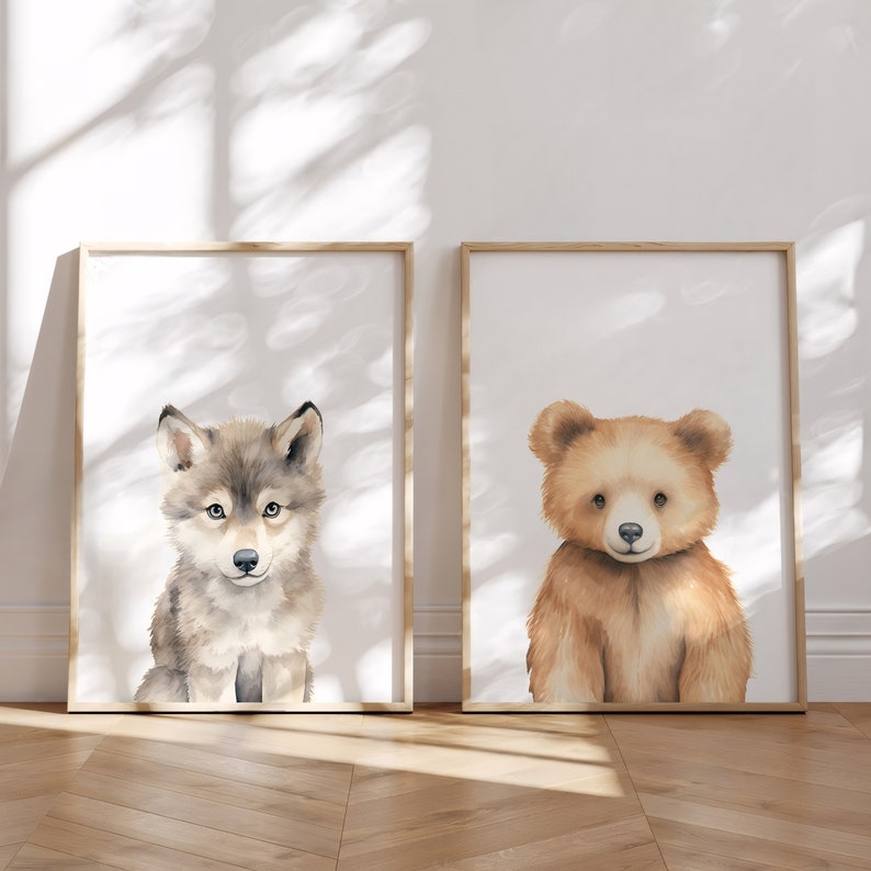 Set of 3 Woodland Animal Prints for Nursery - Woodland Nursery decor - Boho Forest Nursery Wall Art Baby Room Decor - Nursery Christmas Gift