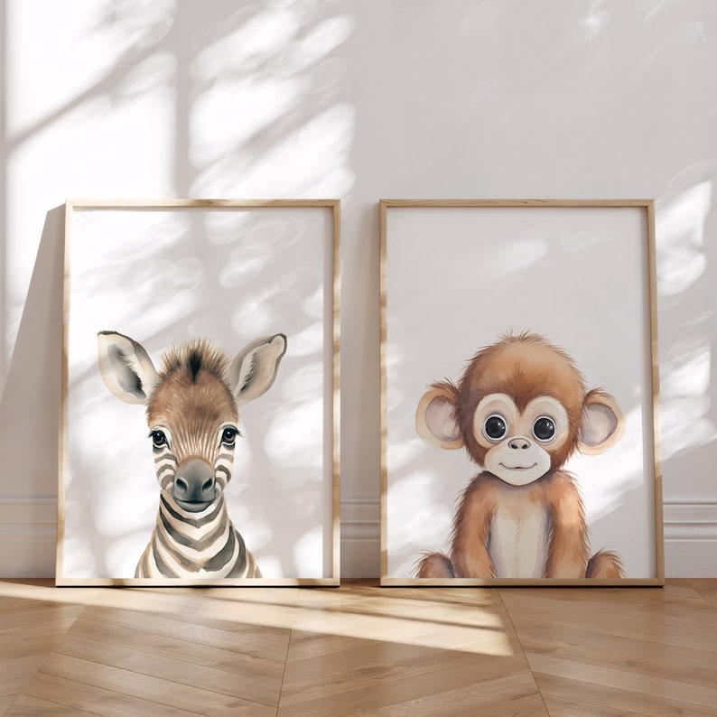 Safari Nursery Prints Set of 3 Jungle Baby Animal Prints Etsy UK