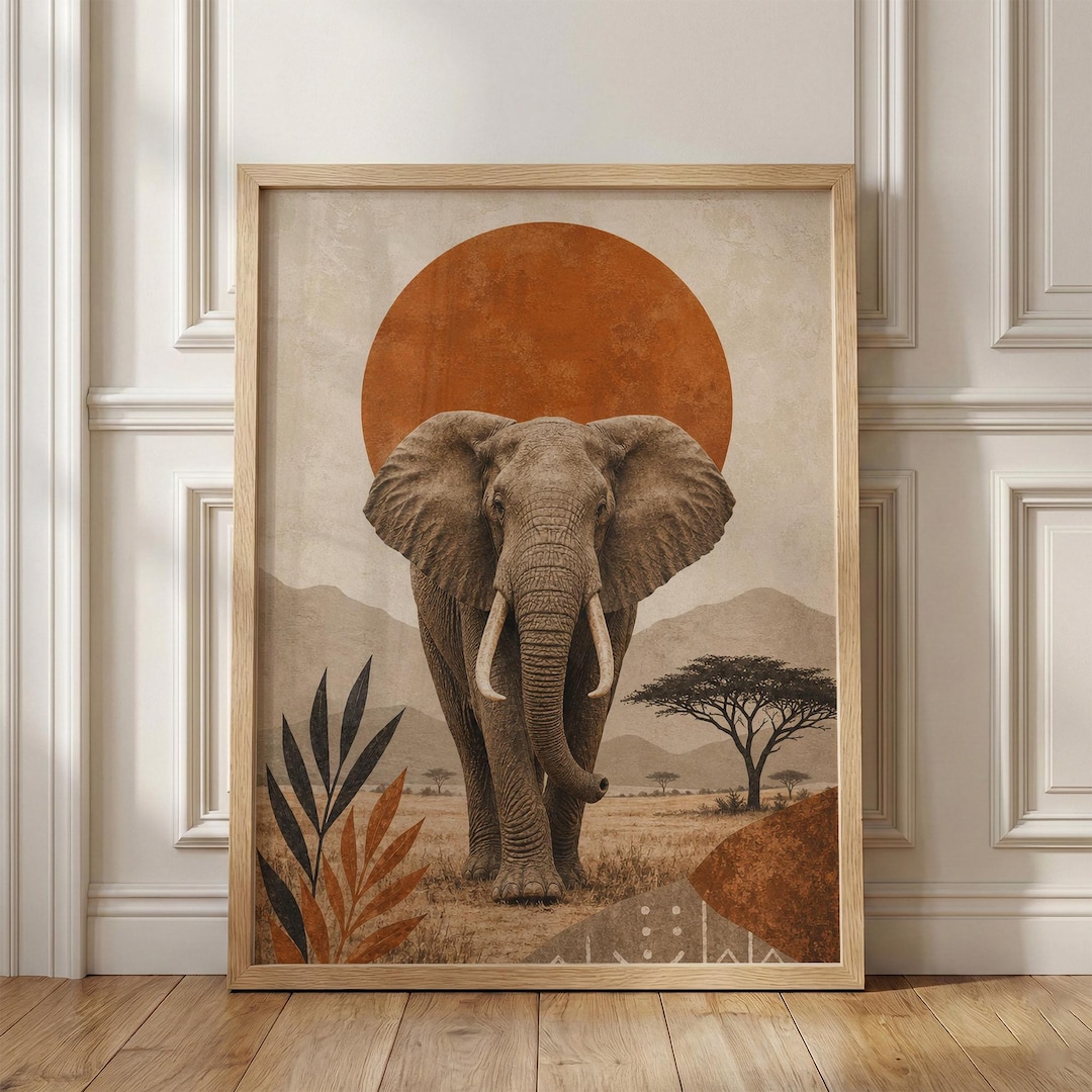 Elephant Wall Art Print Safari Animal Poster For Nursery Boho Neutral elephant-wall-art-print-safari-animal-poster-for-nursery-boho-neutral