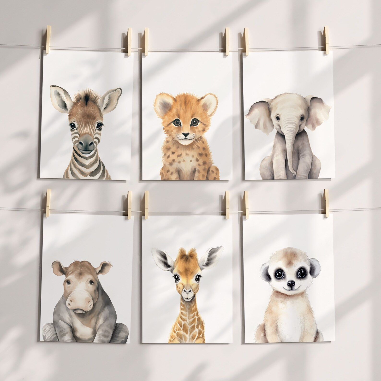 Safari Animal Nursery Prints, Watercolor Baby Room Decor - Etsy