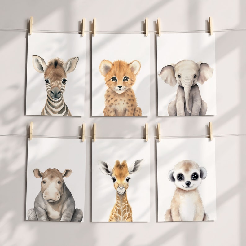 Safari Animal Nursery Prints, Watercolor Baby Room Decor - Etsy