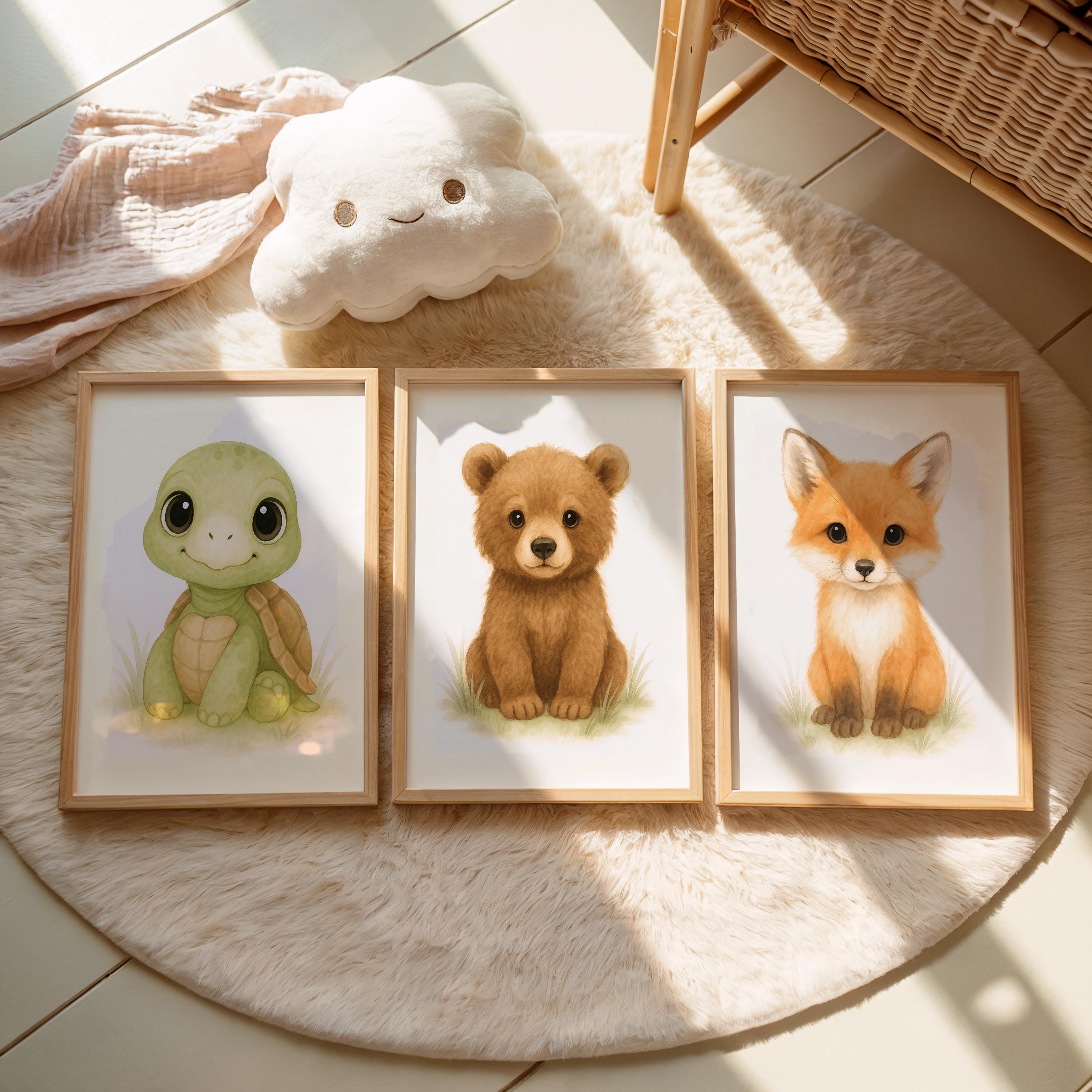 Stampe artistiche per la cameretta dei bambini con animali del