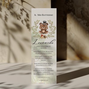 Marque-page animaux de la forêt, ours en peluche, personnalisé avec la forêt et l'ours pour baptême, communion et fête