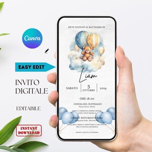 Invito battesimo per bimbo, compleanno, cresima, personalizzabile, partecipazione digitale, video invito