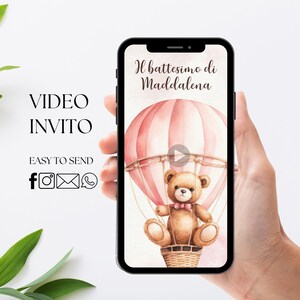 VIDEO INVITO digitale per battesimo bimba, comunione, compleanno o cresima, personalizzabile