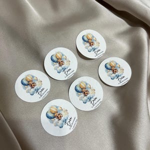 Etiqueta redonda, etiquetas para regalos de fiesta, varios temas, osito de peluche, carrusel, mariposas, bautismo femenino, bautismo masculino, primera comunión, confirmación, cumpleaños