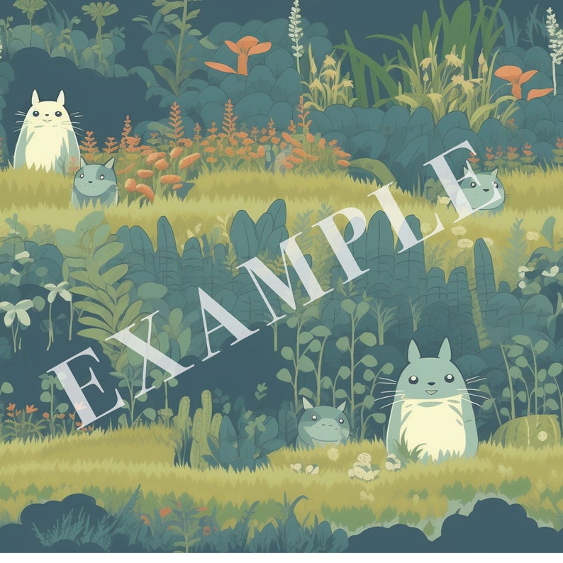 Studio Ghibli Style Seamless Background Patterns, Flower Meadow, Printable Digital Paper, Scrapbook Paper, Dreamy Background, Commercial Use image 4