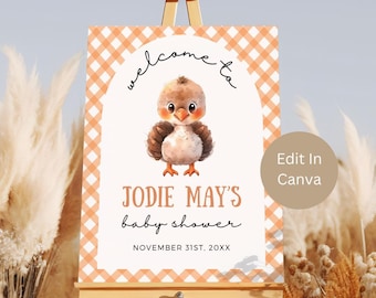 A Little Turkey Baby Shower Welcome Sign, Thanksgiving Baby Shower, Little Turkey Is On The Way, Fall Baby Shower Sign, gender neutral, LLT
