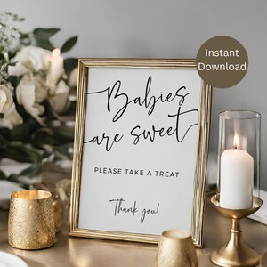 Babies Are Sweet Sign, Thank you sign, Printable Favor Sign, Baby Shower Favors Sign, Printable Sign, Minimal Baby Shower, Instant Download