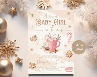 Winter Baby Shower Invite, Baby It's Cold Outside Invite, Hot Chocolate Baby Shower, Hot Cocoa, Gingerbread, Christmas Baby Shower, LB0042